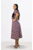 Signage Blue Floral Print Round Neck Puff Sleeve Midi Dress sold by Goddiva