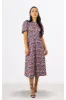 Signage Blue Floral Print Round Neck Puff Sleeve Midi Dress sold by Goddiva