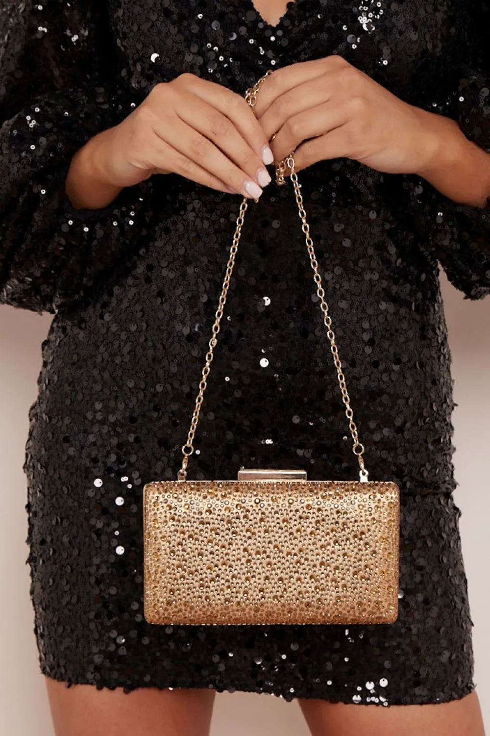 Gold Glitter Evening Clutch Bag by Aftershock London sold by Goddiva product image thumbnail 3