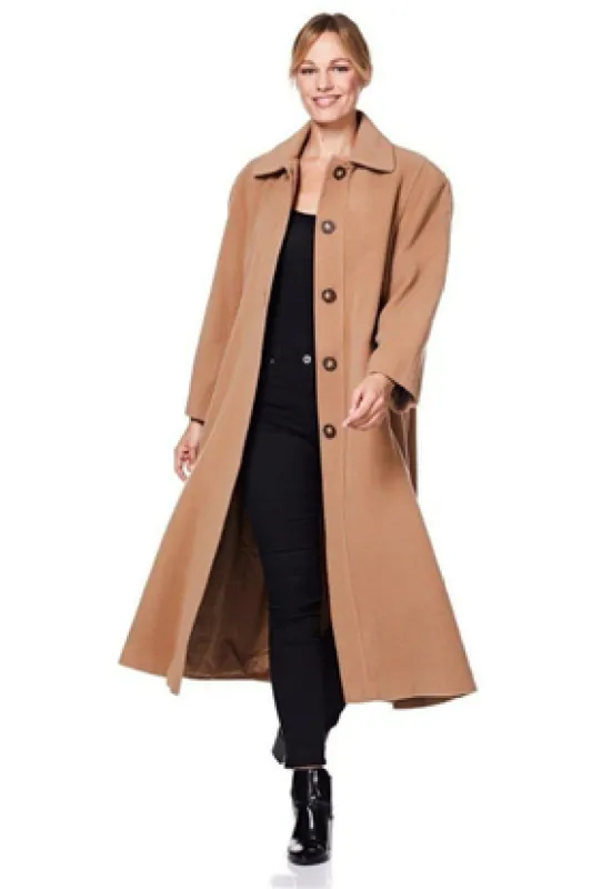 De La Creme Fashions Curve Wool Cashmere Blend Long Coat sold by Goddiva