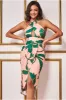Printed Crossover Midi - Green by Goddiva sold by Goddiva