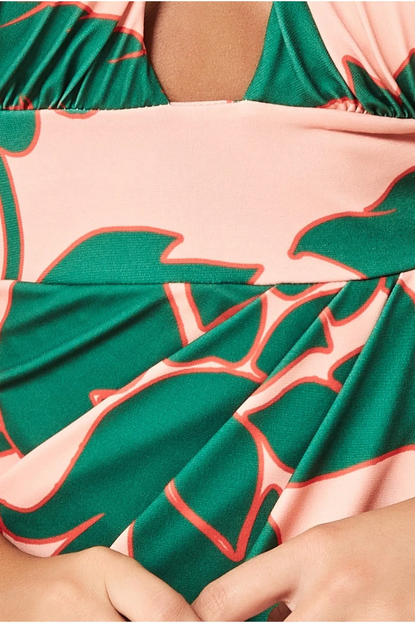 Printed Crossover Midi - Green by Goddiva sold by Goddiva product image thumbnail 5