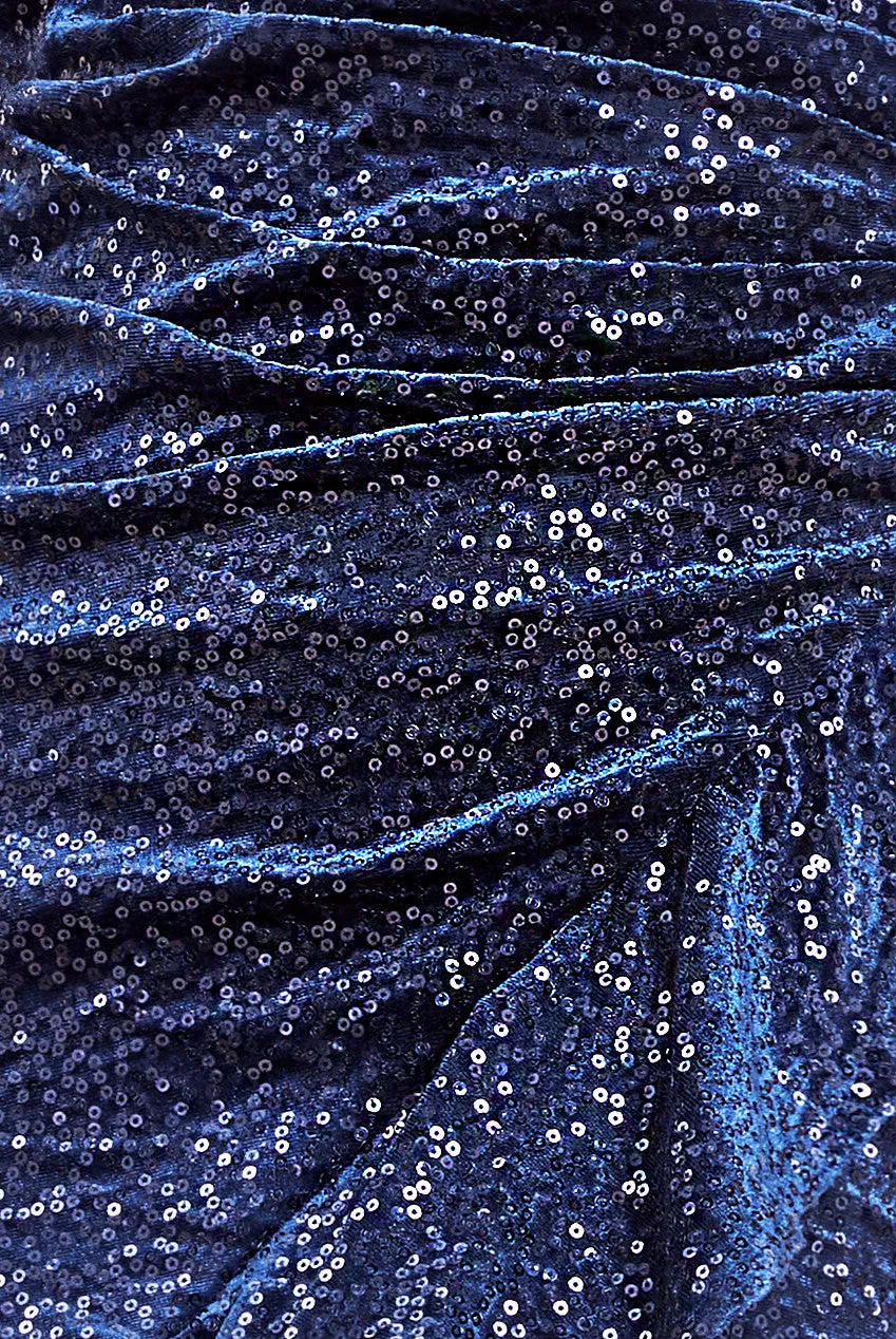 Sequin & Velvet Bardot High Low Midaxi Dress - Navy by Goddiva sold by Goddiva product image thumbnail 4