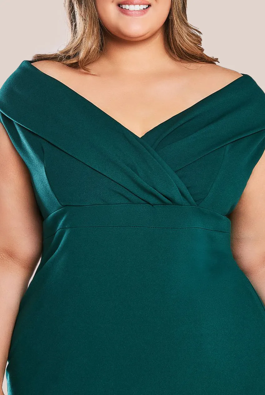 Front Wrap Off The Shoulder Maxi Dress - Emerald by Goddiva sold by Goddiva product image thumbnail 3