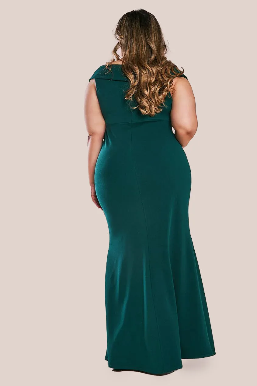 Front Wrap Off The Shoulder Maxi Dress - Emerald by Goddiva sold by Goddiva product image thumbnail 2