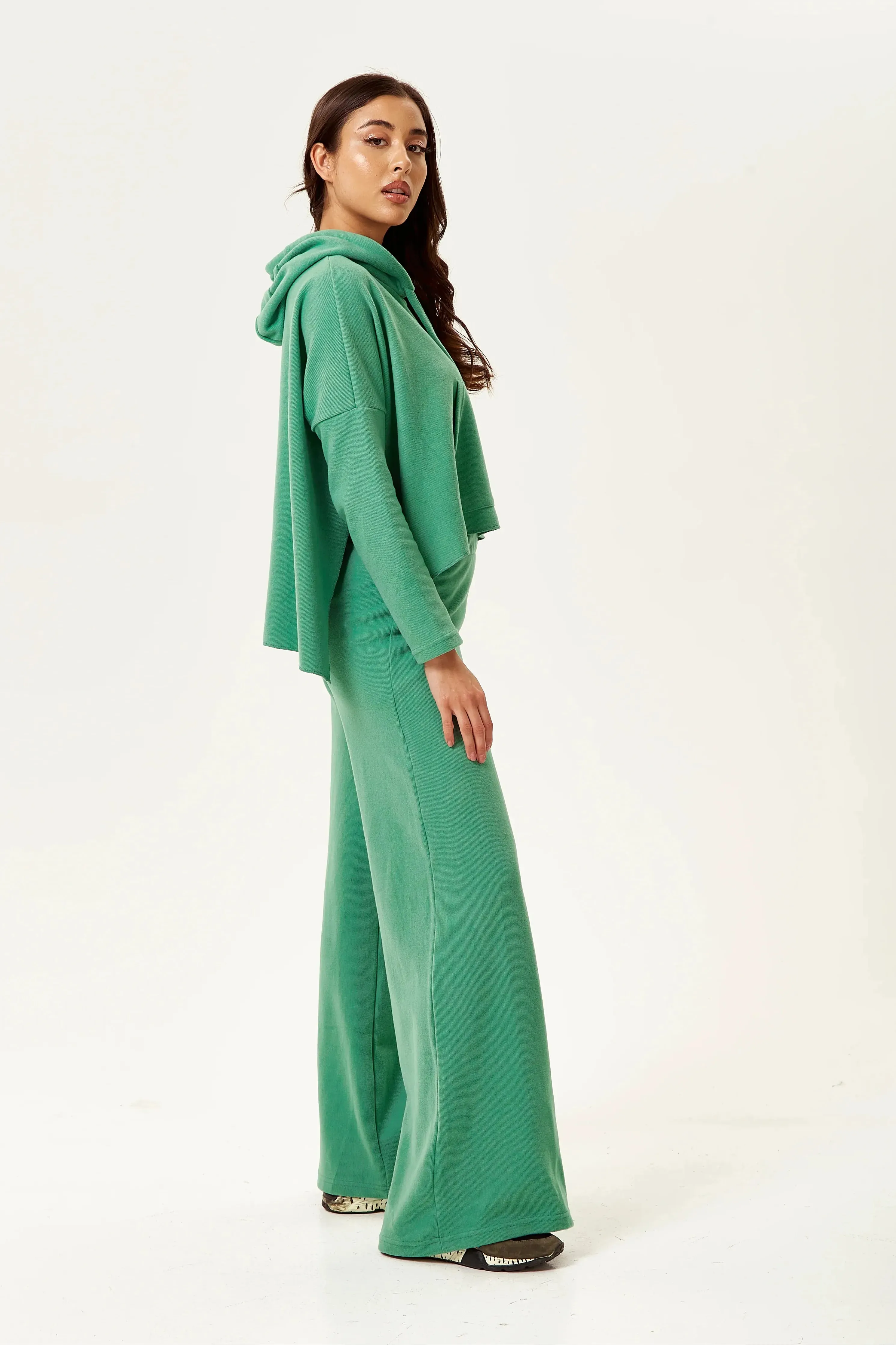 Liquorish Wide Leg Bottoms Pants In Green sold by Goddiva product image thumbnail 3