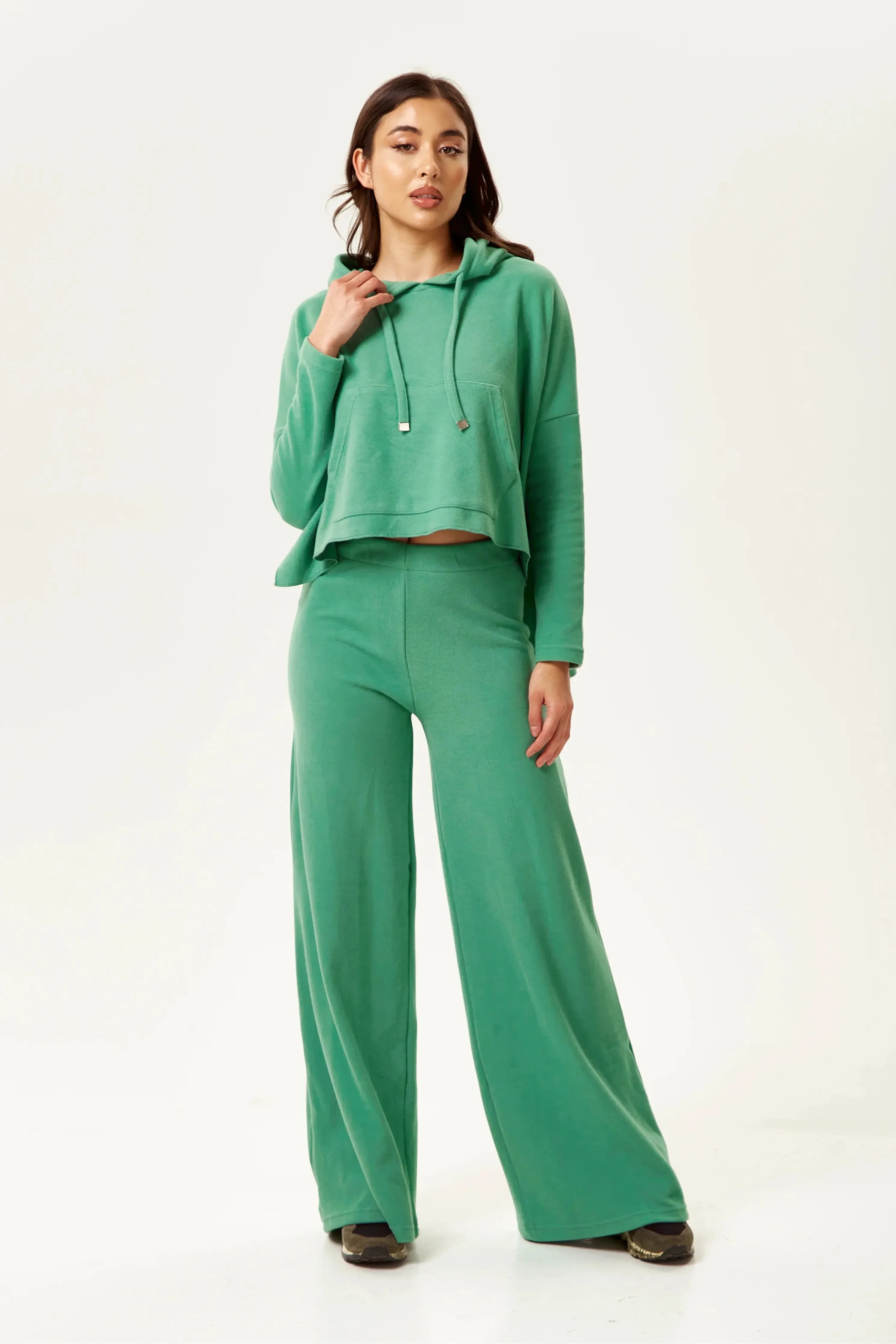 Liquorish Wide Leg Bottoms Pants In Green sold by Goddiva product image thumbnail 2
