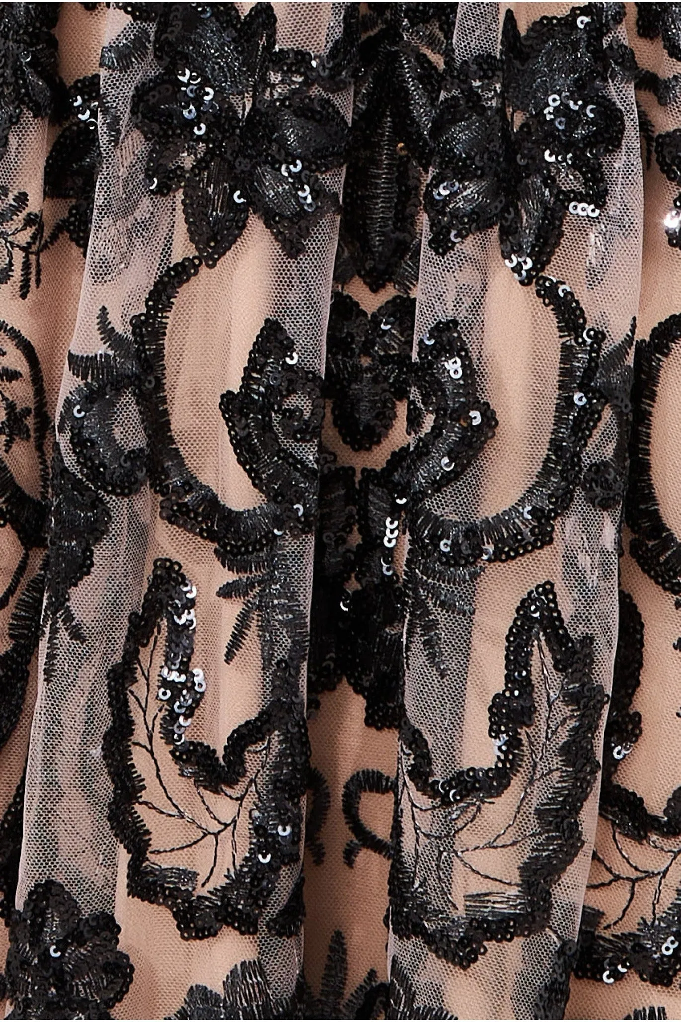 Goddiva Open Back Sequin & Mesh Maxi Dress - Black sold by Goddiva product image thumbnail 4