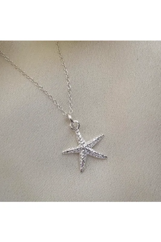 Wisteria London Sterling Silver Starfish Necklace sold by Goddiva