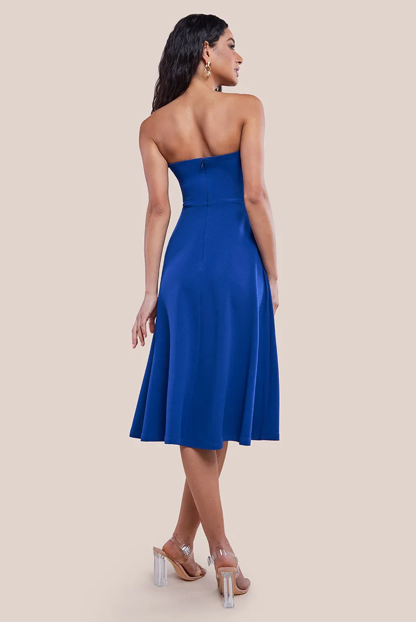 Frilled Halter Neck Strap Midi Dress - Royal Blue by Goddiva sold by Goddiva product image thumbnail 5
