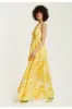 Yellow And Orange Floral Print V-neck Maxi Dress by Liquorish sold by Goddiva
