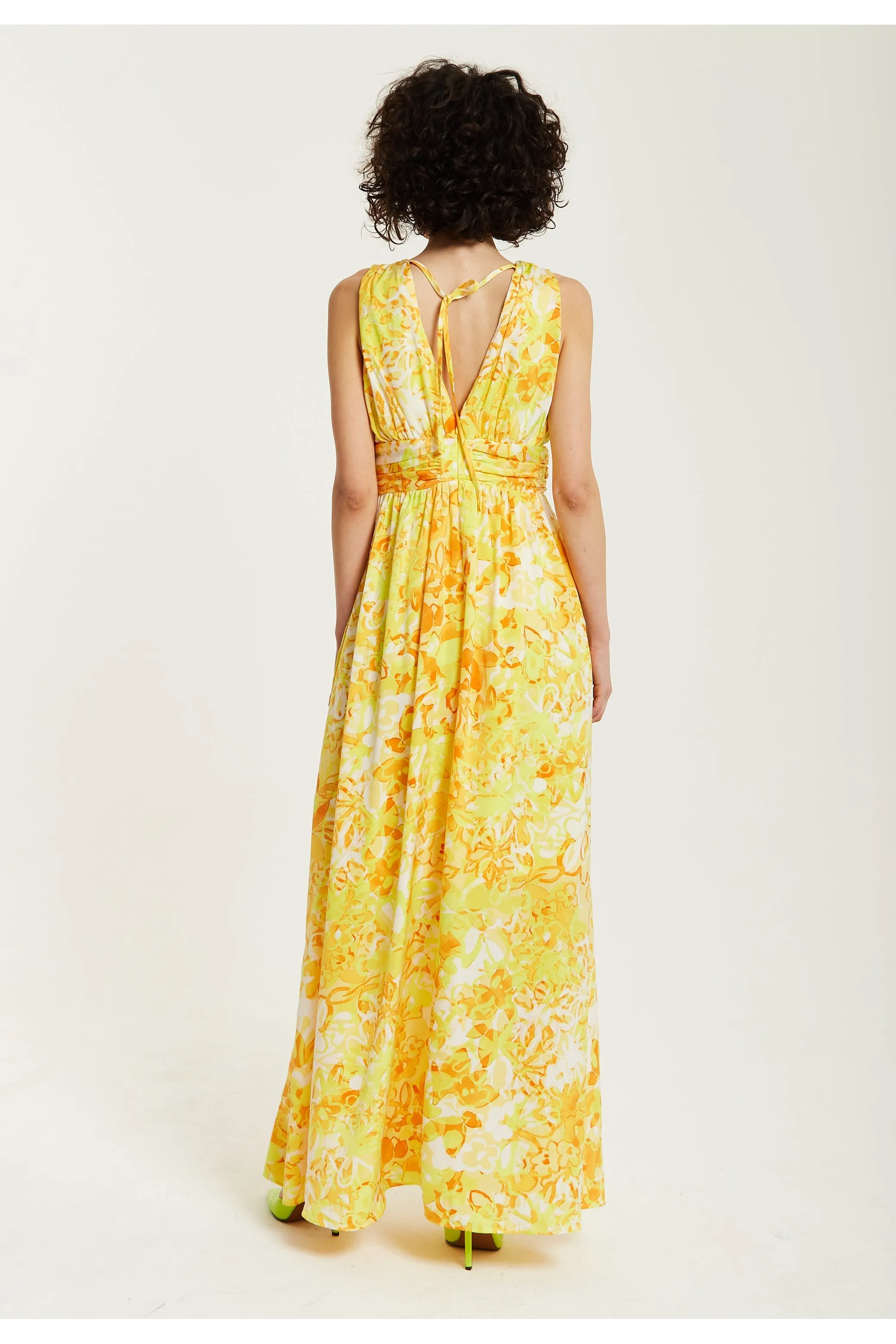 Yellow And Orange Floral Print V-neck Maxi Dress by Liquorish sold by Goddiva product image thumbnail 5