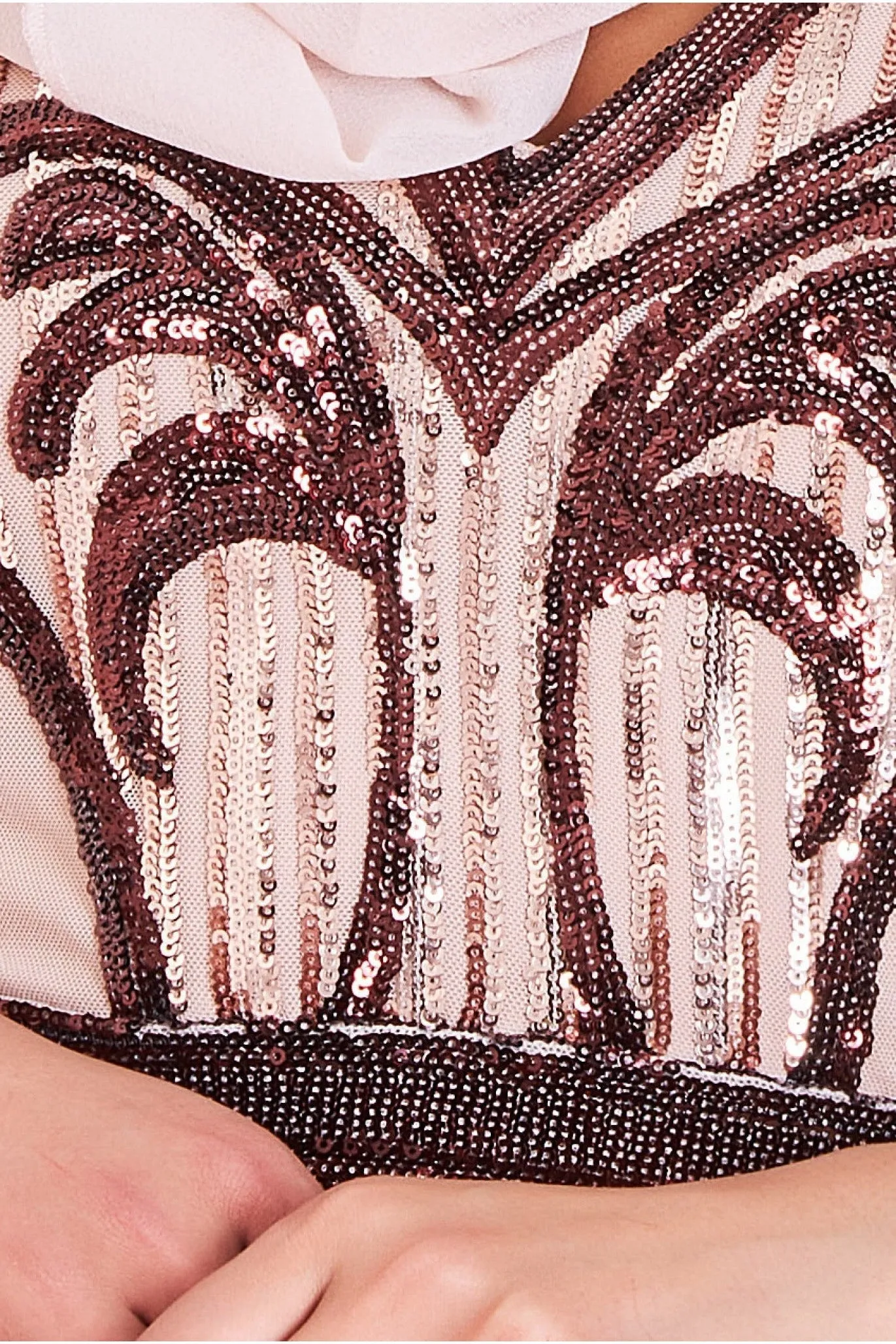 Modesty Sequin & Mesh Maxi Dress - Champagne by Goddiva sold by Goddiva product image thumbnail 4