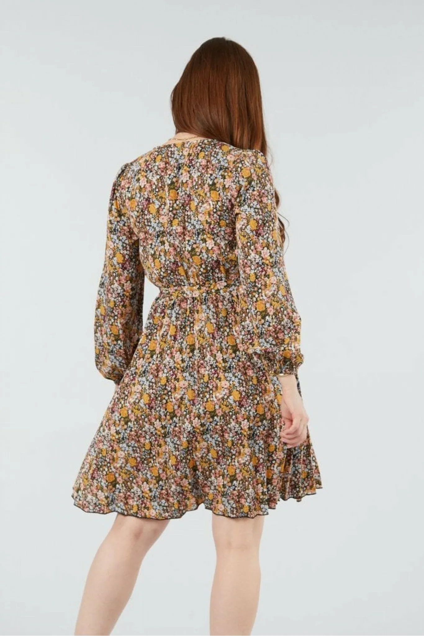 Double Second Mix Col Pleated Wrap Dress sold by Goddiva product image thumbnail 5