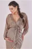 Maternity Wrap Sequin Midi Champagne by Goddiva sold by Goddiva