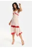 Elegant Pink Midi Dress With Lace Details by Liquorish sold by Goddiva