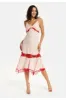Elegant Pink Midi Dress With Lace Details by Liquorish sold by Goddiva
