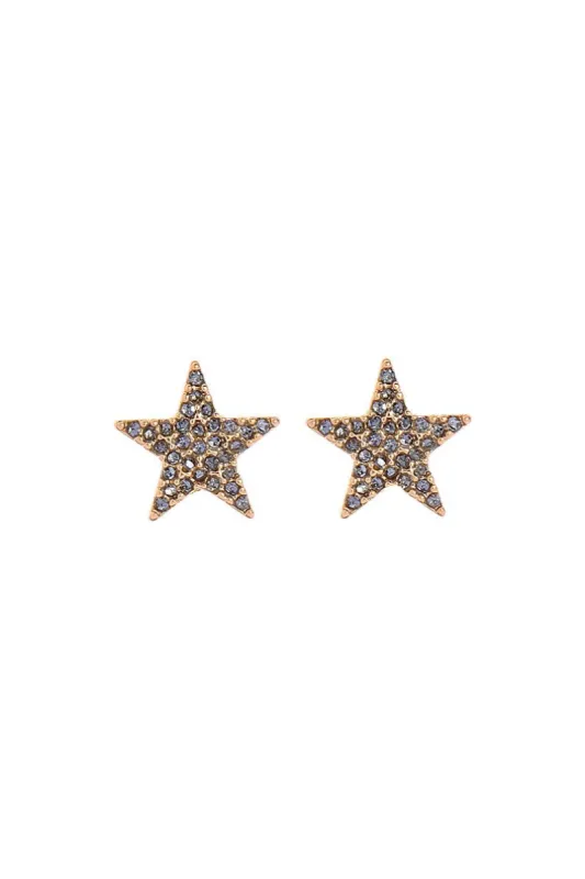 Last True Angel Star Earring With Pewter Crystals In Gold sold by Goddiva