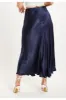 Bias Cut Navy Satin Skirt by Liquorish sold by Goddiva