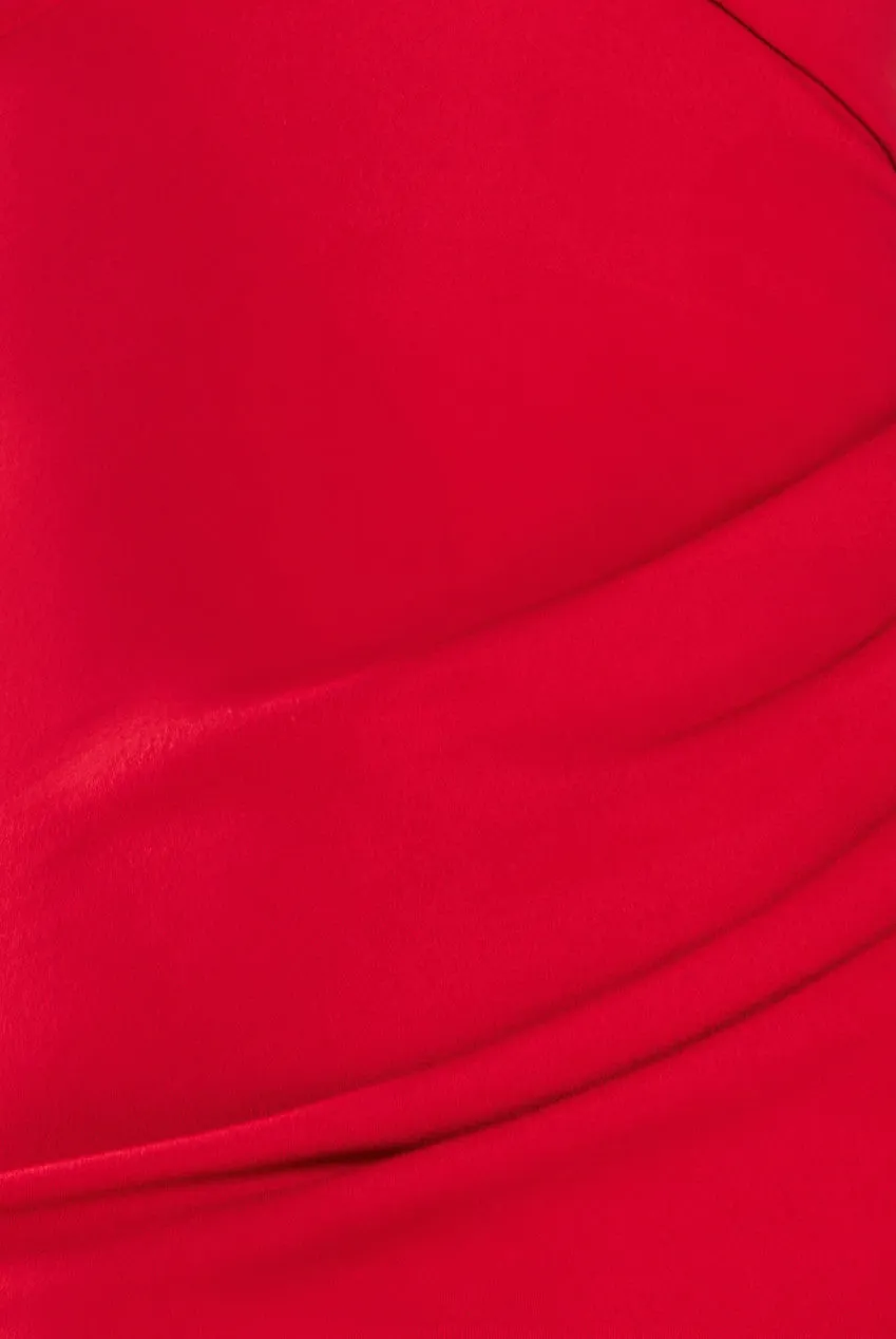 Fan Pleated Bardot Scuba Crepe Maxi - Red by Goddiva sold by Goddiva product image thumbnail 4