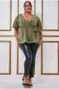 Lurex Flutter Sleeve Wrap Top - Gold by Goddiva Plus sold by Goddiva