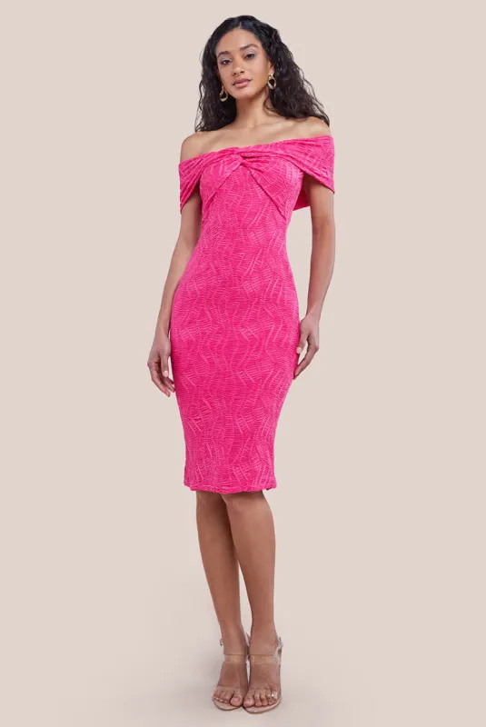 Front Knot Twist Midi Dress - Magenta by Goddiva sold by Goddiva