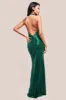 Halter Cowl Neck Back Maxi Dress - Emerald Green by Goddiva sold by Goddiva