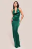 Halter Cowl Neck Back Maxi Dress - Emerald Green by Goddiva sold by Goddiva