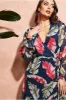Printed Wrap Midi Dress - Navy by City Goddess sold by Goddiva