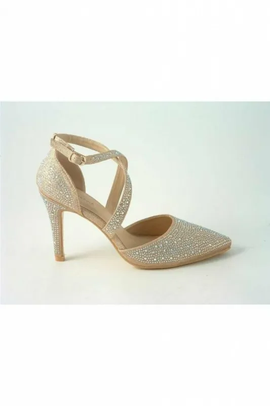 Glitz Shoes Clora Sabatine Diamante Strapped Court Shoe sold by Goddiva
