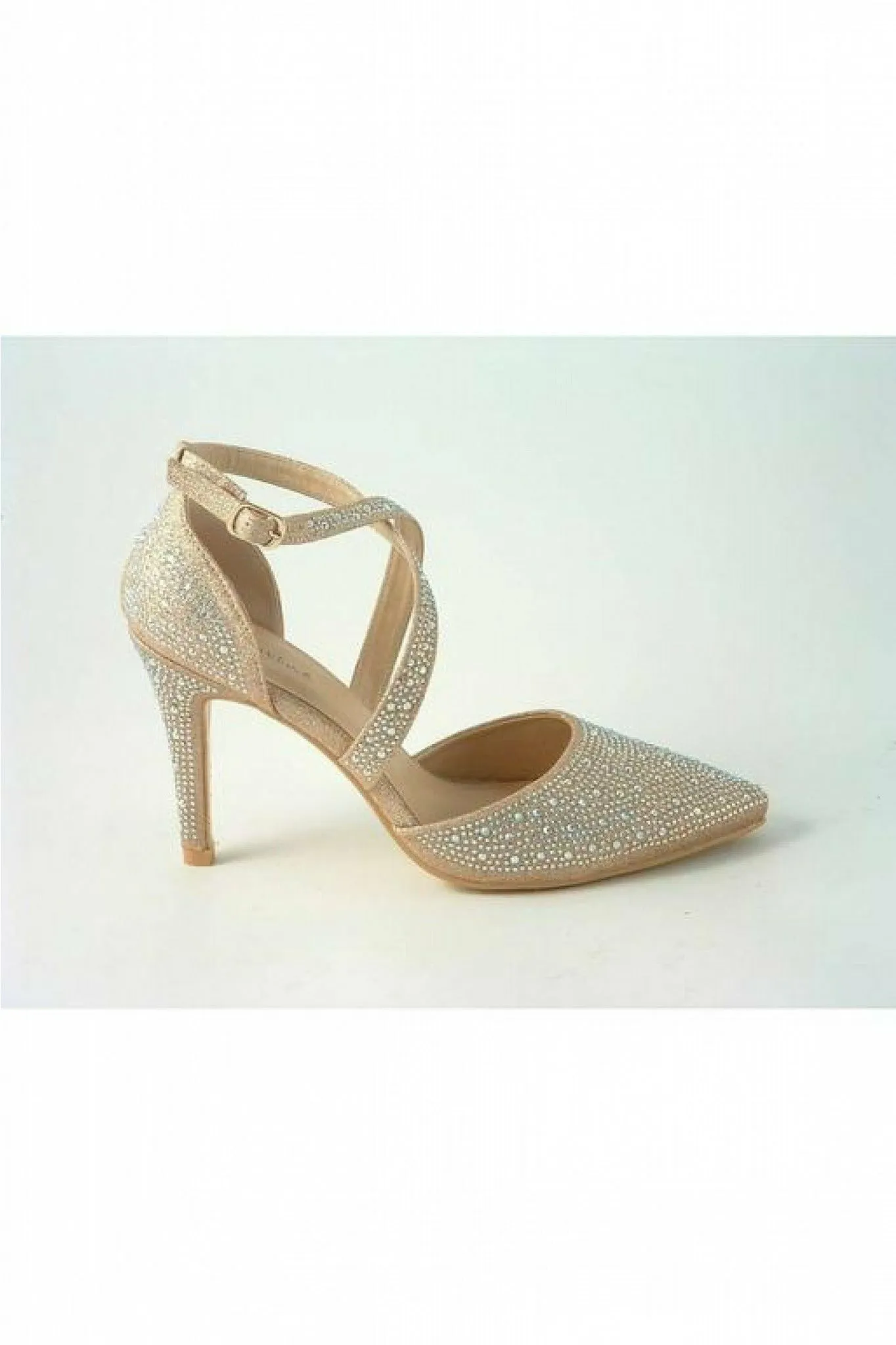 Glitz Shoes Clora Sabatine Diamante Strapped Court Shoe sold by Goddiva