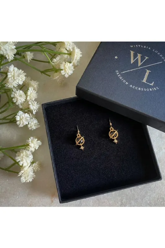 Wisteria London Orion Planet And Star Earrings sold by Goddiva