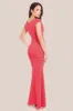 Bardot Pleated Maxi Dress - Coral by Goddiva sold by Goddiva