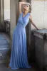 Diamante & Scalloped Lace Neck Maxi Dress - Cornflower Blue by Goddiva sold by Goddiva