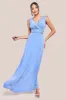 Diamante & Scalloped Lace Neck Maxi Dress - Cornflower Blue by Goddiva sold by Goddiva