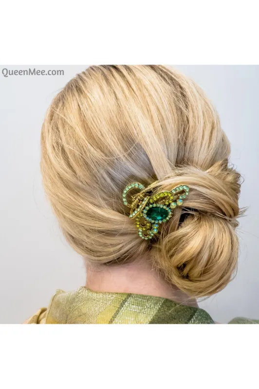 Green Hair Claw Clip With Gems by QueenMee Accessories sold by Goddiva