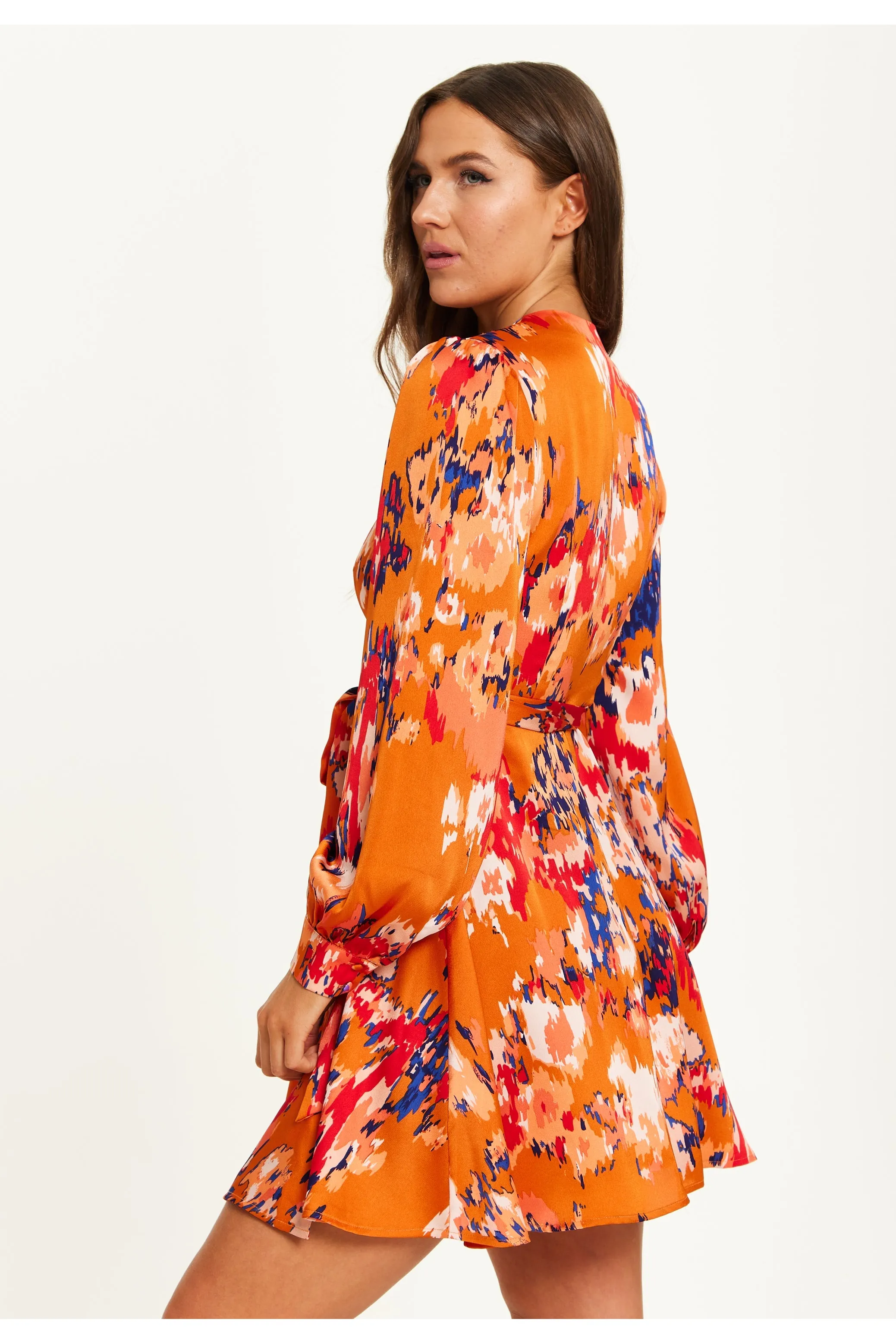 Liquorish Abstract Print Mini Wrap Dress sold by Goddiva product image thumbnail 4