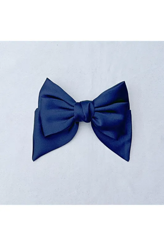 Navy Satin Hair Bow Navy Blue Hair Clip by QueenMee Accessories sold by Goddiva
