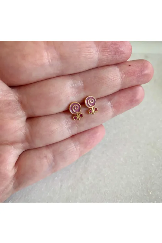 Wisteria London Dainty Lollipop Stud Earrings sold by Goddiva