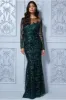 Sequin Mesh Embroidered Maxi - Emerald Green by Goddiva sold by Goddiva