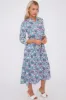 Blue Bohemian Print Long Sleeve Midi Dress by LOVE SUNSHINE sold by Goddiva