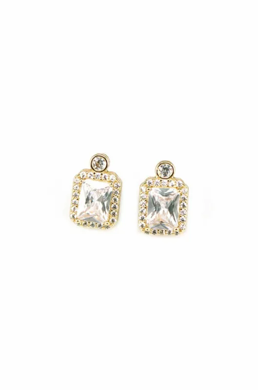 Last True Angel Faceted Cubic Zirconia Earring In Gold sold by Goddiva