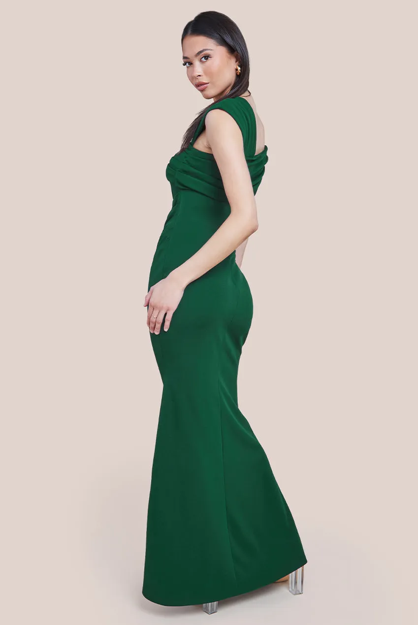 One Shoulder Evening Maxi Dress - Emerald Green by Goddiva sold by Goddiva product image thumbnail 2