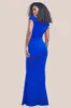 Bardot Pleated Maxi Dress - Royal Blue by Goddiva sold by Goddiva