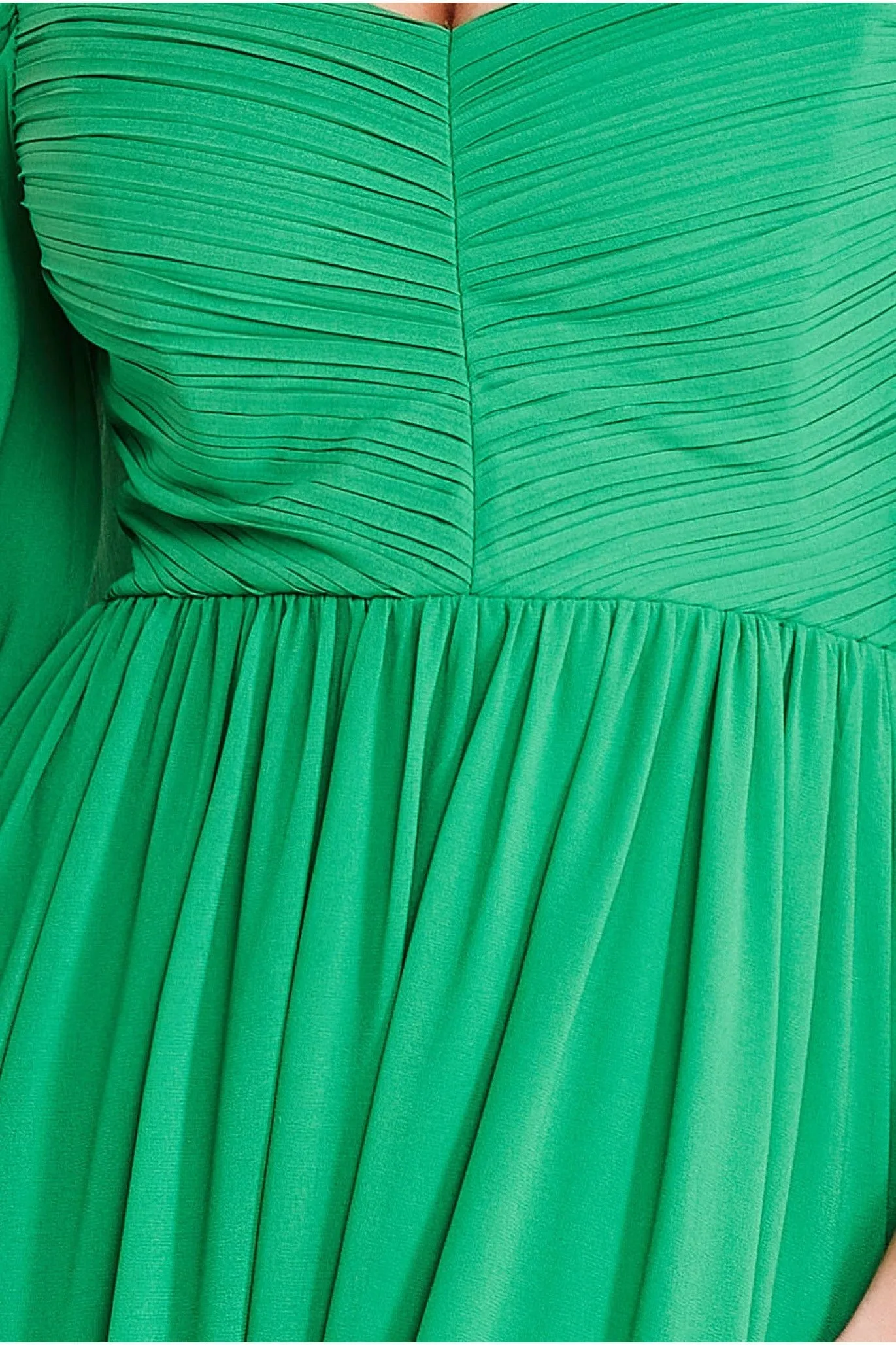 Chiffon Off The Shoulder Maxi With Cape Sleeves - Green by Goddiva sold by Goddiva product image thumbnail 3