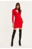 Liquorish Cut Out Front Cable Knit Mini Dress In Red sold by Goddiva