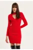 Liquorish Cut Out Front Cable Knit Mini Dress In Red sold by Goddiva