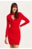 Liquorish Cut Out Front Cable Knit Mini Dress In Red sold by Goddiva