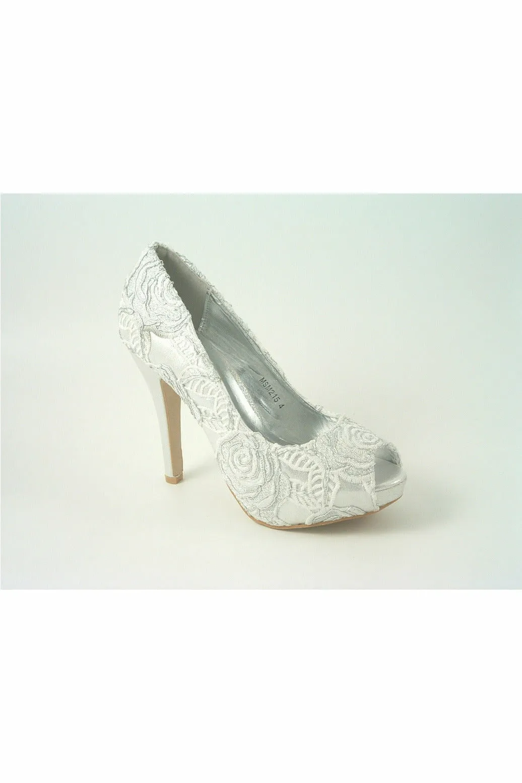 Glitz Shoes Sabatine Coco Peep Toe Shoe White Silver sold by Goddiva product image thumbnail 3