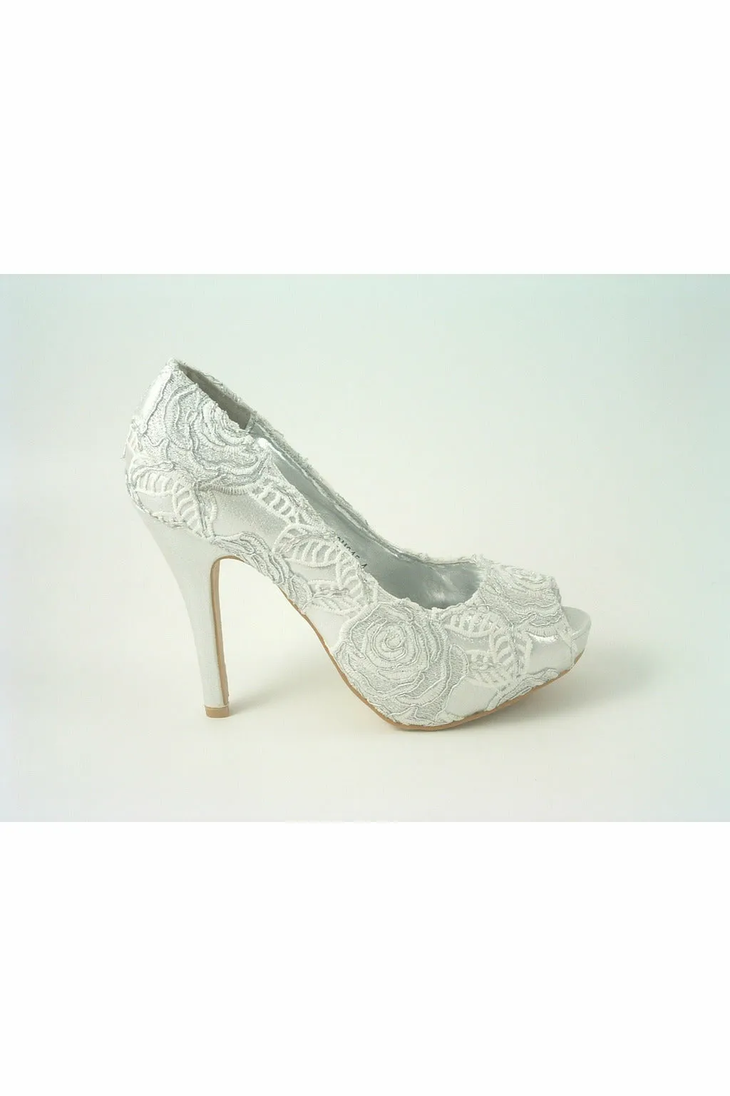 Glitz Shoes Sabatine Coco Peep Toe Shoe White Silver sold by Goddiva product image thumbnail 4